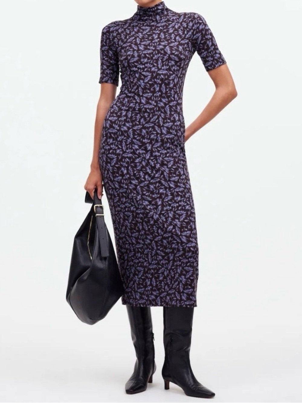 Madewell Drapey Mockneck Top and Pull-on Midi Skirt Set